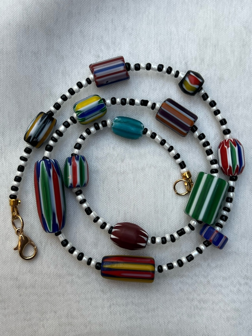 Handcrafted Multicolor African Trade Bead Necklace